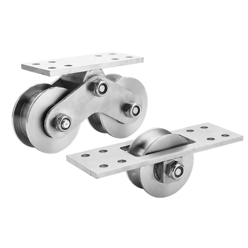 304不锈钢重型单双轮UVH型槽轮起重移门推拉门轴承轨道轮窗定滑轮