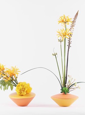 新中式黑色花器摆件售楼处样板间客厅酒店意玻璃禅花艺装饰摆设