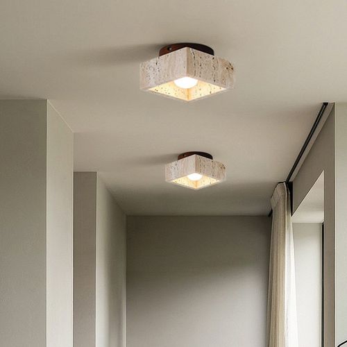 日式侘寂风入户走廊灯过道灯吸顶灯黄洞石设计师筒灯衣帽间阳台灯