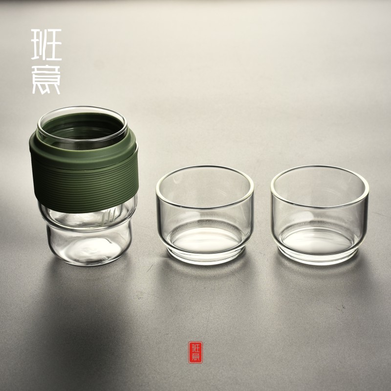 玻璃旅行茶具套装便携包快客杯随身一壶二杯功夫茶杯泡茶壶飘逸杯