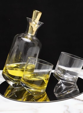 美式倾斜玻璃酒具摆件样板房售楼部卧室书房客厅桌面玄关软装饰品