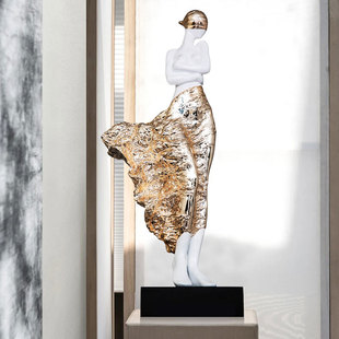 轻奢美女人物雕塑摆件客厅高级感个性 饰 创意家居样板间酒店大堂装