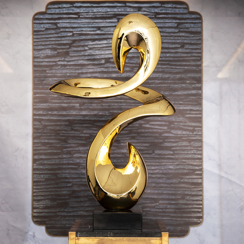 落地雕塑电镀摆件客厅酒店样板房家居软装饰品样板房会所工艺品