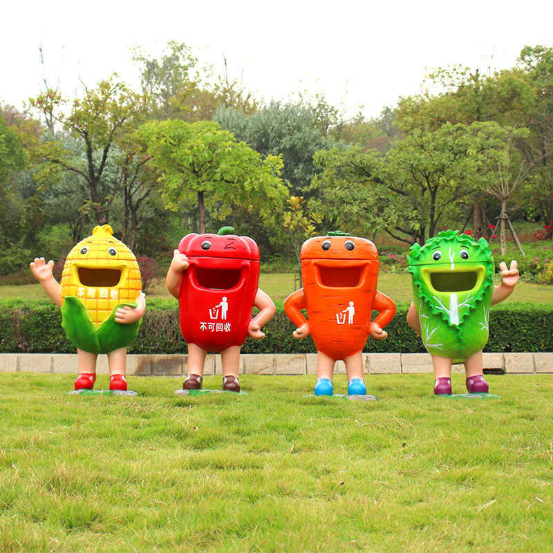动物树桩垃圾桶苹果玻璃钢创意水果蔬菜户外幼儿园果皮箱装饰摆件