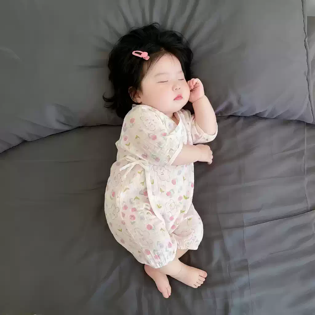 棉纱布婴儿连体衣夏薄款纯棉A类