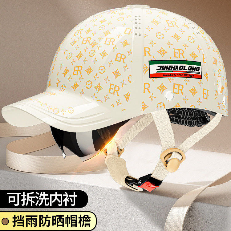 3C认证电动电瓶车鸭舌帽头盔女夏季防晒安全帽瓢盔棒球帽2026新款图片