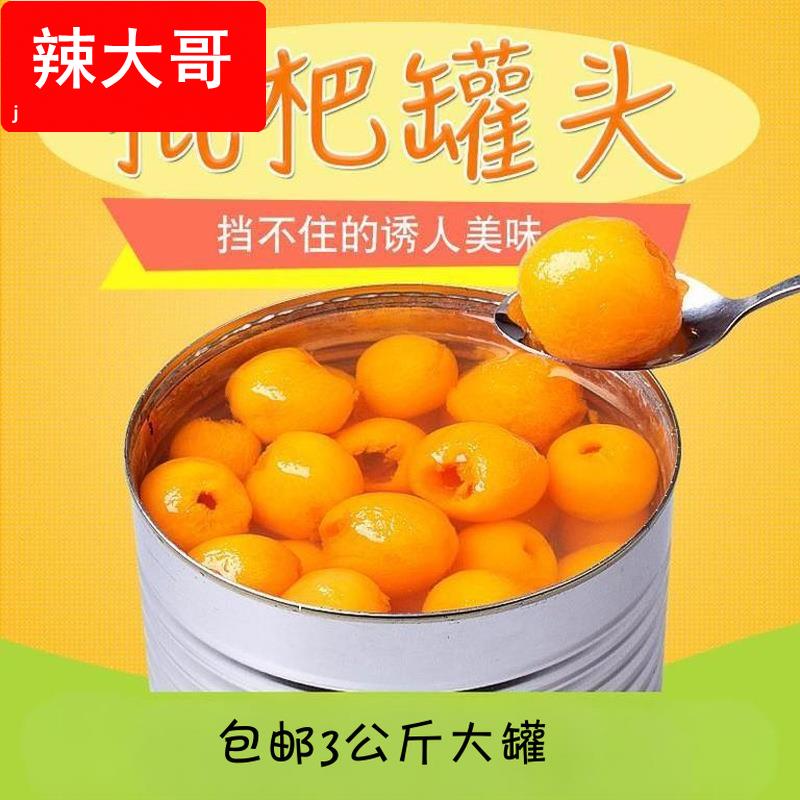 枇杷罐头大罐3kg整箱包邮水果烤梨冷饮烘焙大桶枇杷罐头工厂