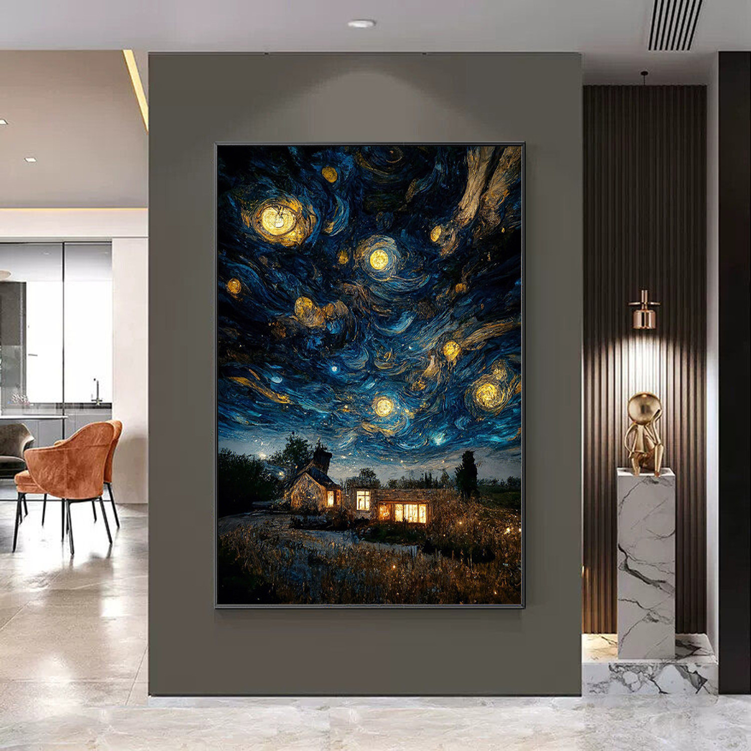 星夜归巢玄关动物装饰画小众艺术高级感沙发背景墙挂画手绘油画