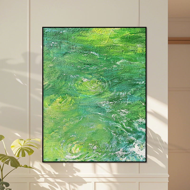 翠湖漾影客厅沙发背景餐厅卧室玄关走廊过道高级感高端定制手绘画