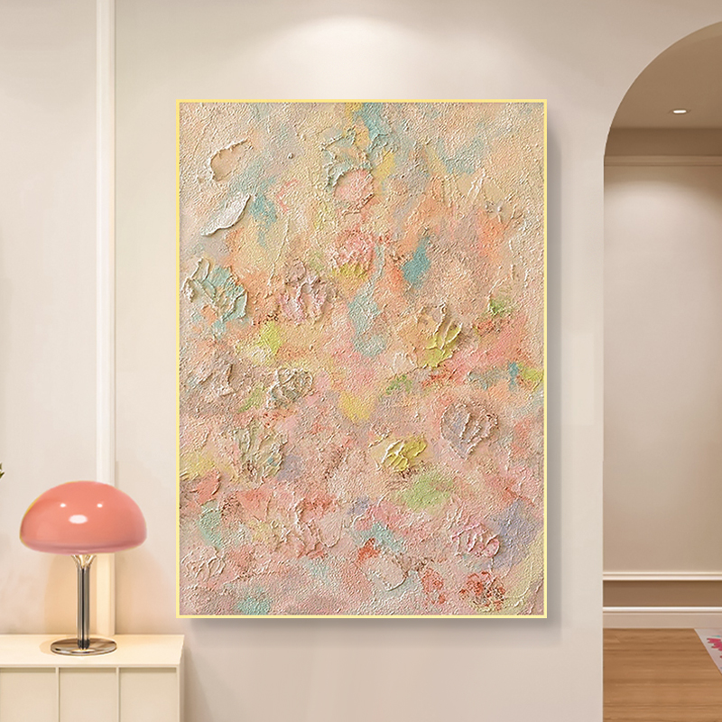 柔彩浅梦客厅装饰画沙发背景墙挂画卧室床头入户玄关高端定制油画图片