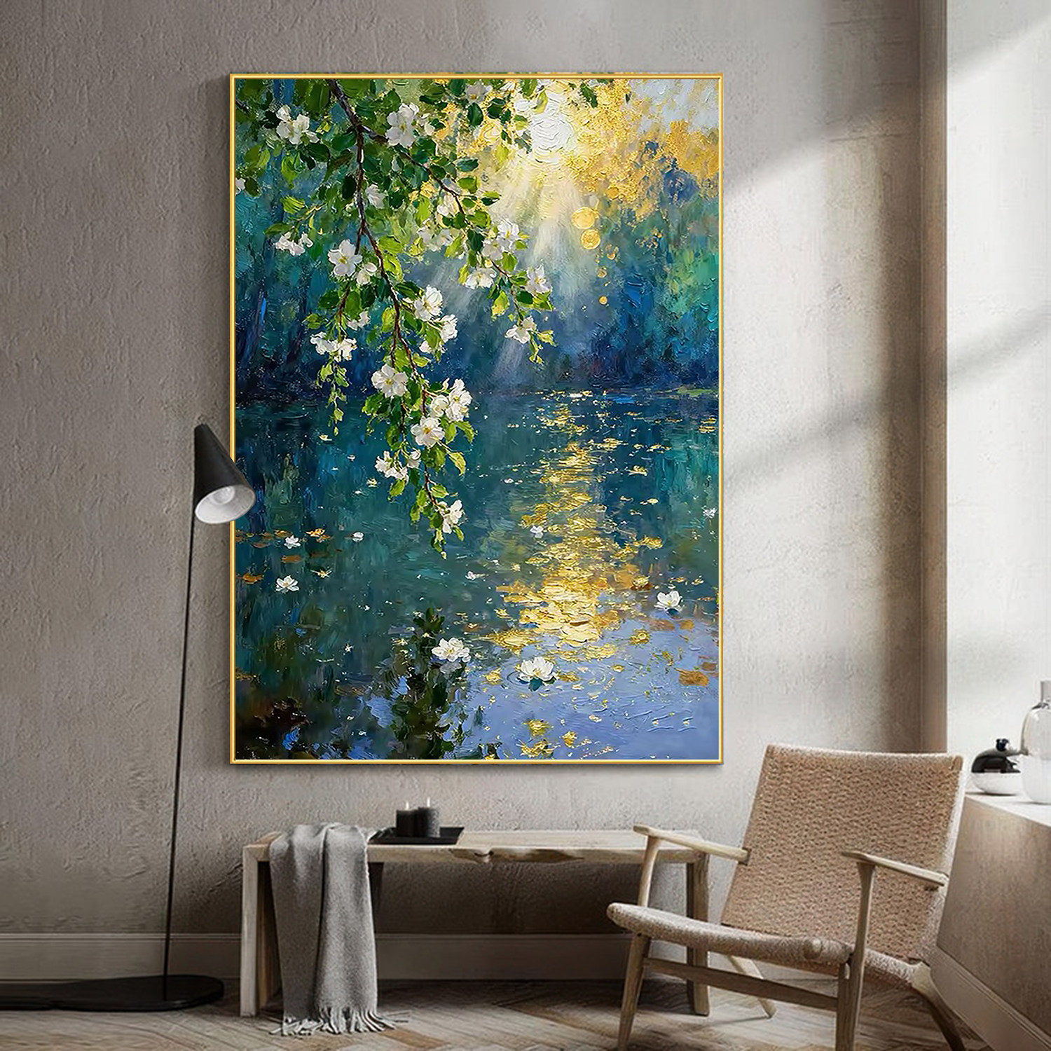 清雅静谧玄关动物装饰画小众艺术高级感沙发背景墙挂画手绘油画