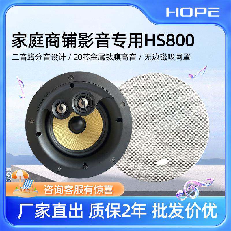 向往HS800吸顶吊顶嵌入式喇叭音响音箱调频双声道立体声高音质