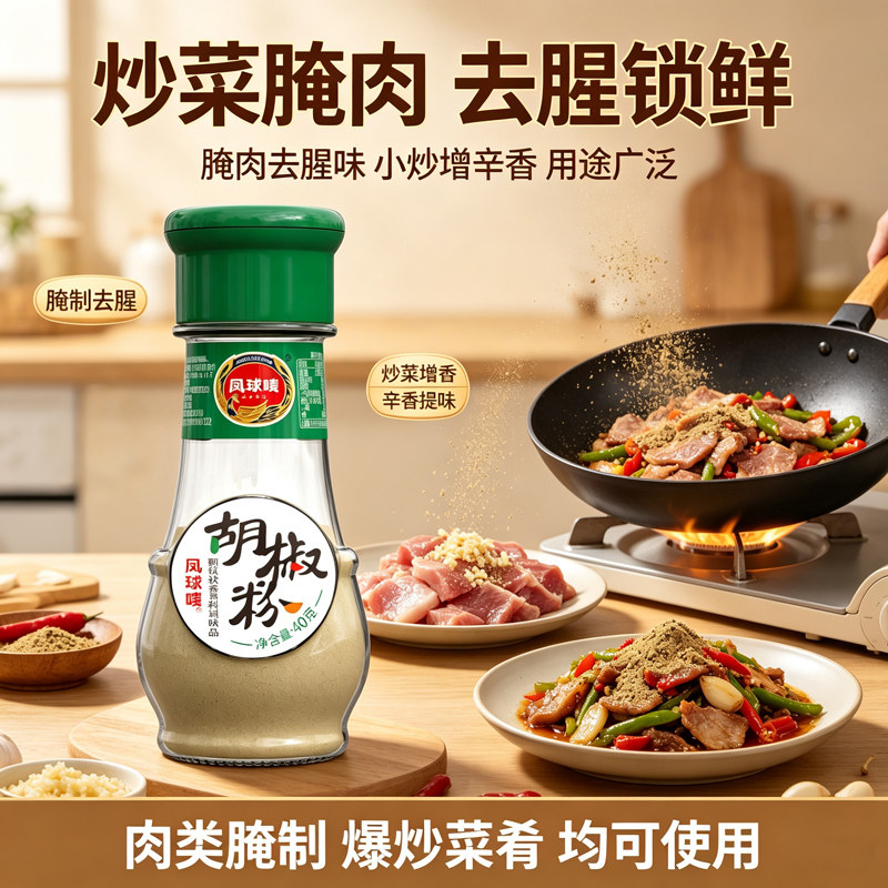 凤球唛胡椒粉40g正宗海南胡椒粉增鲜炒菜煲汤火锅商用调味料