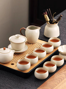 汝窑茶具套装新款家用商用简约时尚功夫茶具茶杯茶壶茶盘