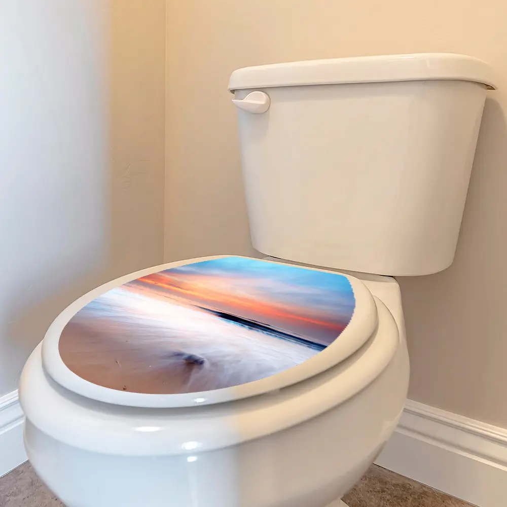 尚易spz-w24057唯美沙滩马桶装饰墙贴自粘浴室直采马桶贴纸