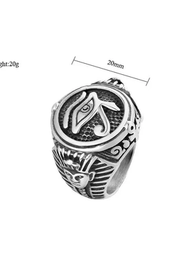r0509-02 欧美时尚埃及法老荷鲁斯之眼男士钛钢戒指 饰品