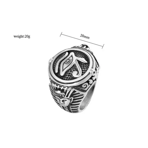r0509-02 欧美时尚埃及法老荷鲁斯之眼男士钛钢戒指 饰品