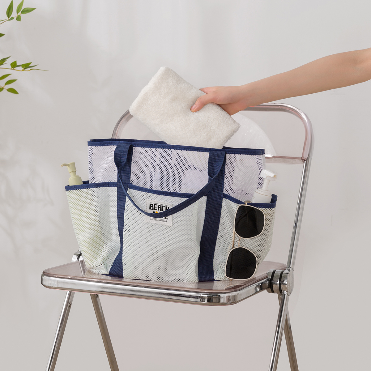 新品多口袋大容量收纳包手提洗漱包旅行网眼沥水游泳包