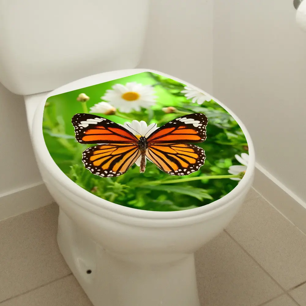 尚易spz-w058植物自粘浴室墙贴pv马桶盖装饰马桶贴