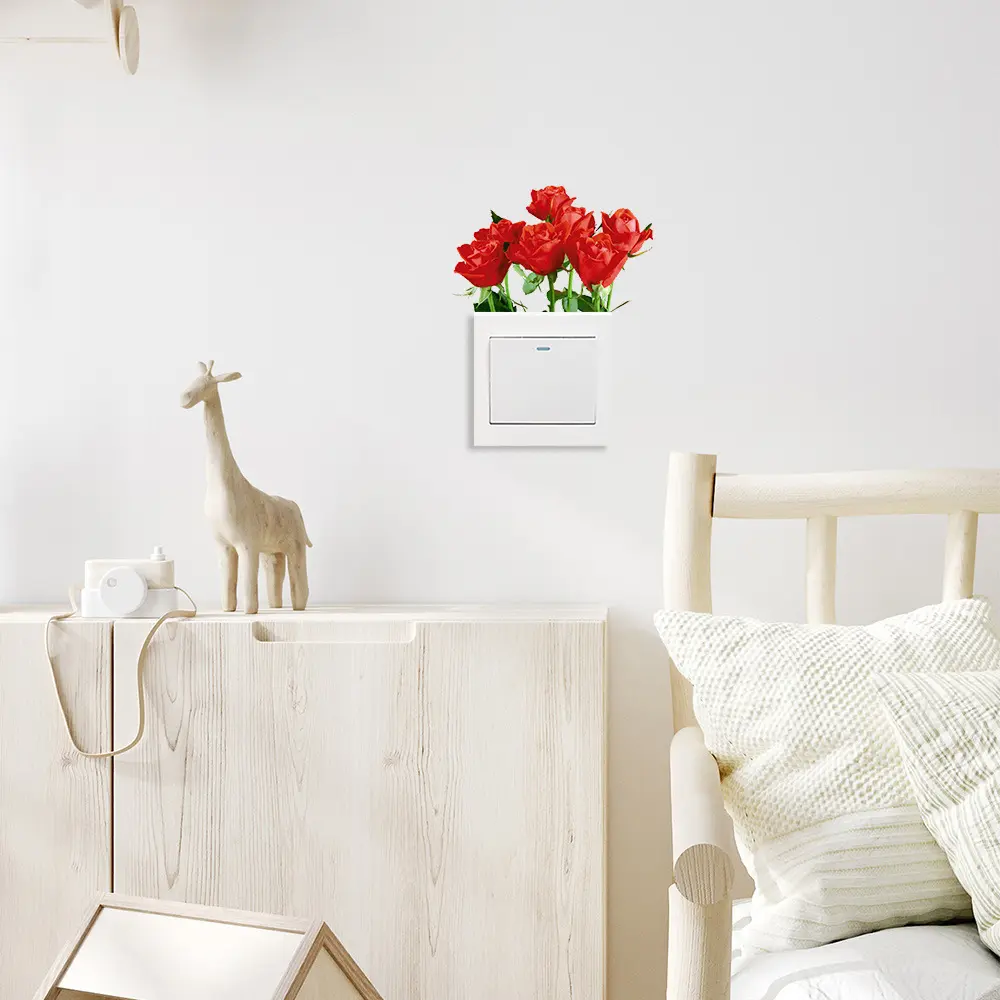 尚易spz-kg184创意玫瑰花客厅卧室墙贴pv开关装饰开关贴