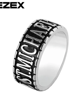 r0370-01 个性复古新款一圈英文字母男士钛钢戒指 饰品