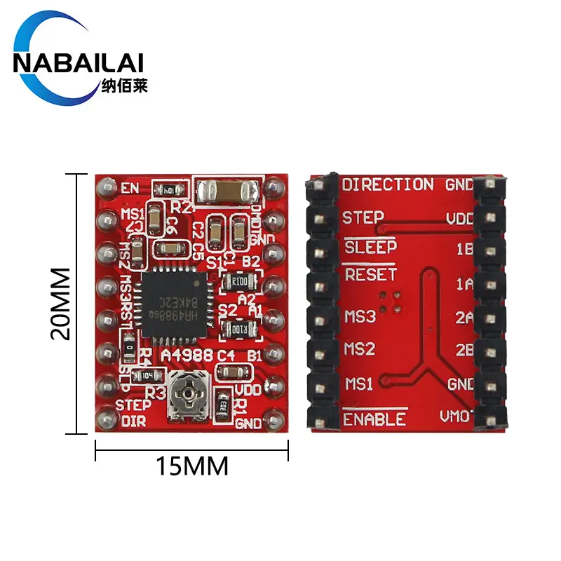 3d打印机 a4988 步进电机驱动器 repr 送散热片排针已焊红绿色