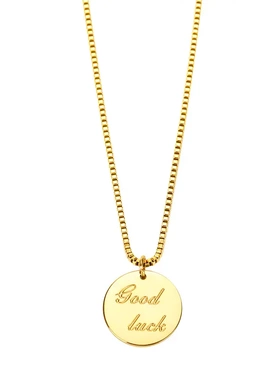 不锈钢good lu圆牌吊坠盒子链条戒指项链简约风钛钢项链