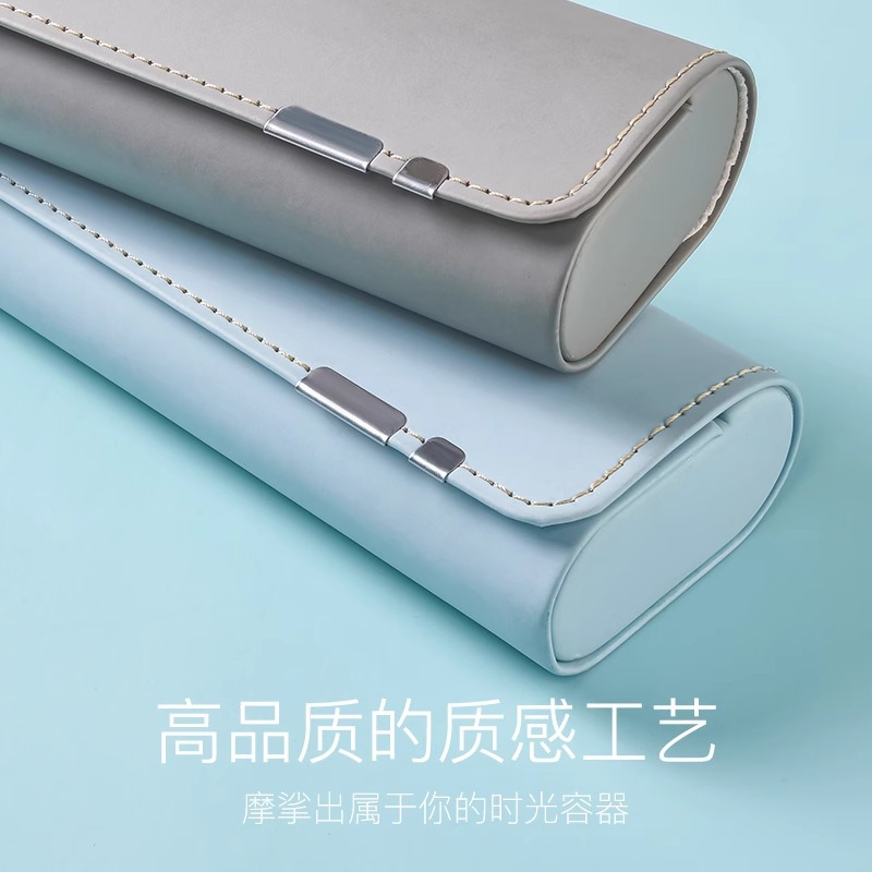 扎线复古PU皮眼镜盒纯色简约日系轻防摔近视眼镜收纳盒