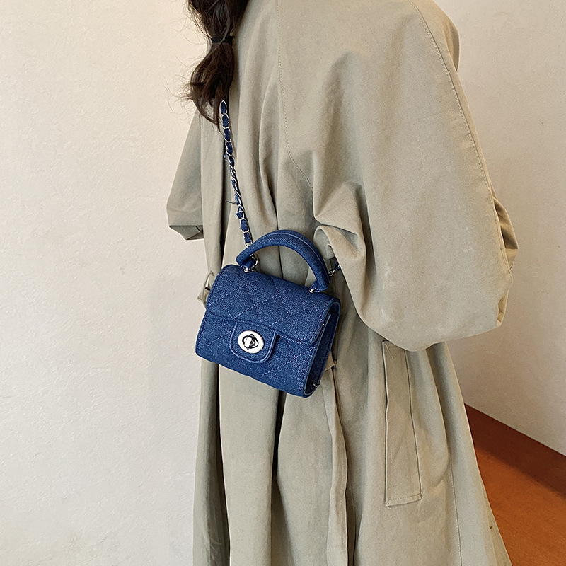 菱格链条女士小包包2025新款牛仔布洋气流行单肩斜挎包