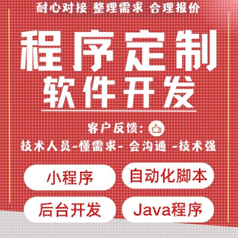 软件开发定制小程序JAVA系统项目前端网站制作爬虫自动化脚本代做