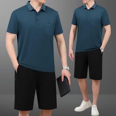 名牌特价爸爸夏装套装男士夏季