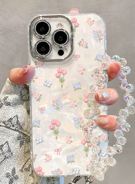 白色郁金香适用苹果16手机壳新款外壳iPhone16promax高级感小众15plus女2025网红爆款14创意13好看12pm全包11