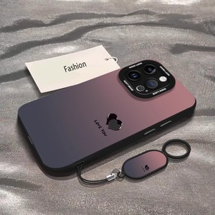 渐变爱心适用苹果16promax手机壳新款彩绘iphone15pro小众高级感14网红超火爆款13硅胶女款12简约防摔保护套