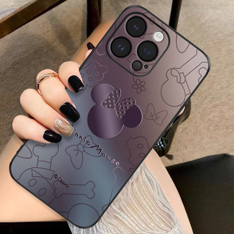 玄紫电镀米妮适用苹果17promax手机壳iPhone16新款13迪士尼15pro网红14防摔13promax女12镜头11全包8p保护7套