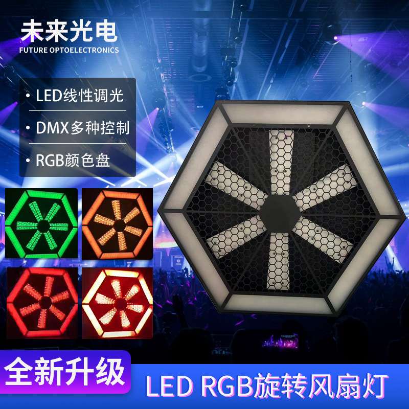 新品60X60 LEDRGB舞台旋转风扇灯点控像素舞台演出背景效果灯dj