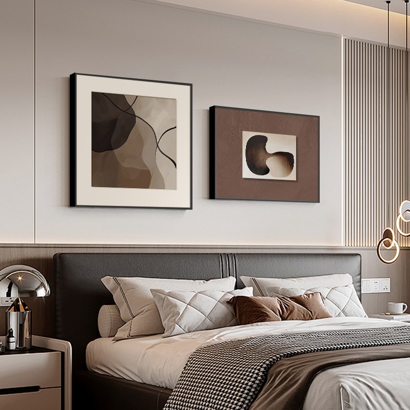 意式极简卧室装饰画 画2025新款主卧床头挂画 画高级感抽象艺术客