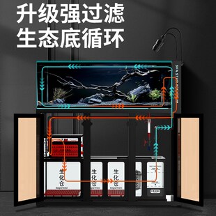 溪流缸鱼缸水族箱底滤客厅兰寿超白玻璃背包侧溢流生态海缸水草缸