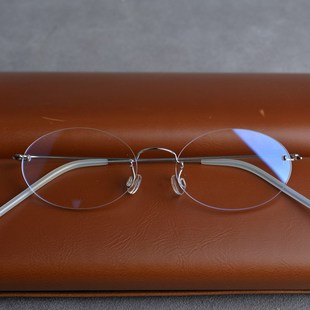 诗乐林德伯格无框眼镜架近视纯钛合金超轻复古小鸡蛋圆2010单孔