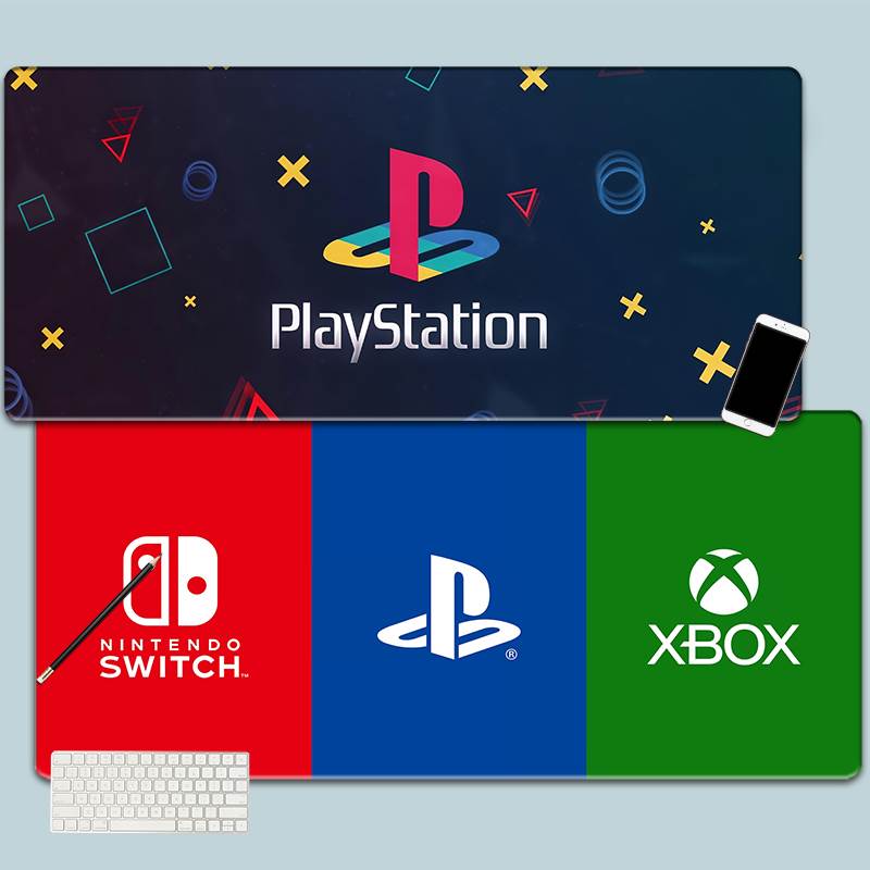 PS5主机PS4游戏机周边鼠标垫超大锁边电脑电竞男键盘书桌垫动