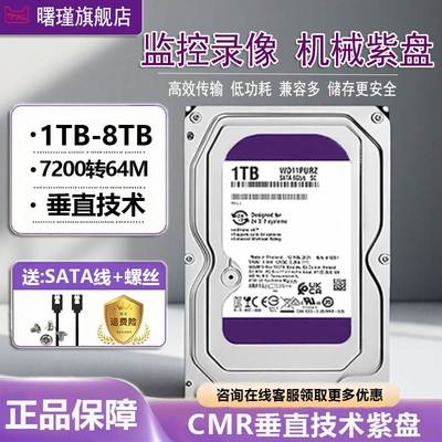 1T紫盘10PURX1T监控绿紫蓝录像2T3T台式机械3.5硬盘500GB