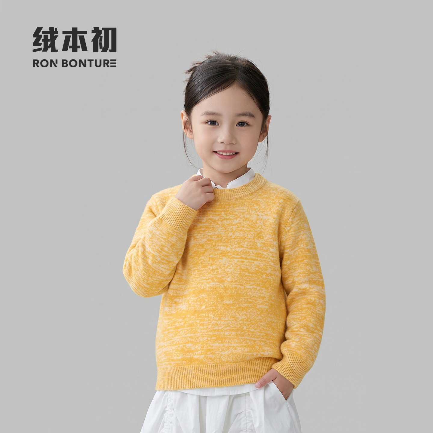 儿童100%山羊绒保暖针织衫男女童