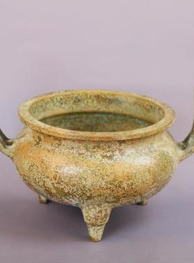 宏达 全黄铜官耳炉仿古包浆熏香炉铜香炉供奉炉铜器摆件