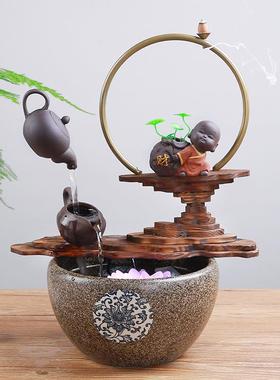 家居加湿鱼缸流水器办公桌玄关电视柜客厅送礼工艺品招财风水摆件