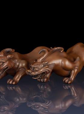 纯黄铜貔貅工艺品摆件办公室一对铜貔貅装饰摆件家居摆件铜貔貅