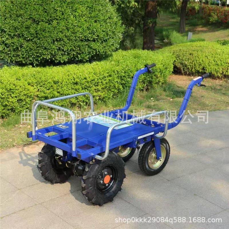 四轮载重爬山越野手推电动平板车搬运车家用农用拉货运输手推车