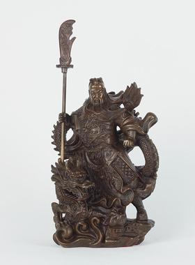 纯黄铜骑龙武圣摆件中式创意家居办公室桌面玄关送礼装饰工艺礼品