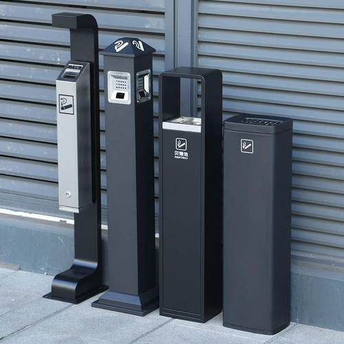 户外立式烟灰缸落地固定不锈钢烟灰柱烟蒂柱吸烟灭烟柱烟头收集器