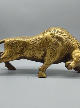 中式黄铜金钱牛黄铜牛拓荒牛景观牛 黄铜牛奋斗铜牛