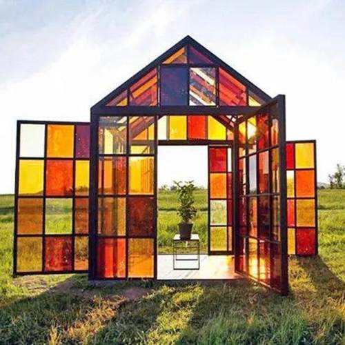 蝶恋花亚克力七彩小屋摆件模型广场餐厅展览美陈装饰铁艺道具