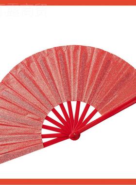 子塑料金葱粉色SCU功夫扇武术舞蹈扇扇折纯叠扇古典演出扇